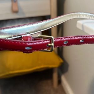 Red Belt with gold buckle, 41”l and 1/2”w